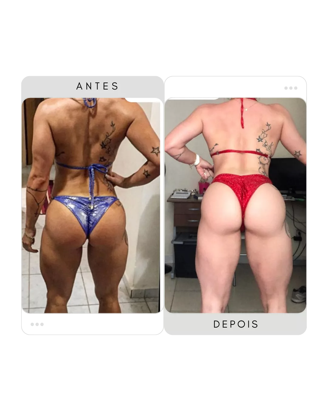 Antes e depois — aluna do Glúteo 2X+